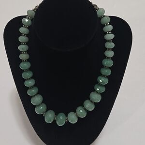 Heavy Natural Green Jade Necklace